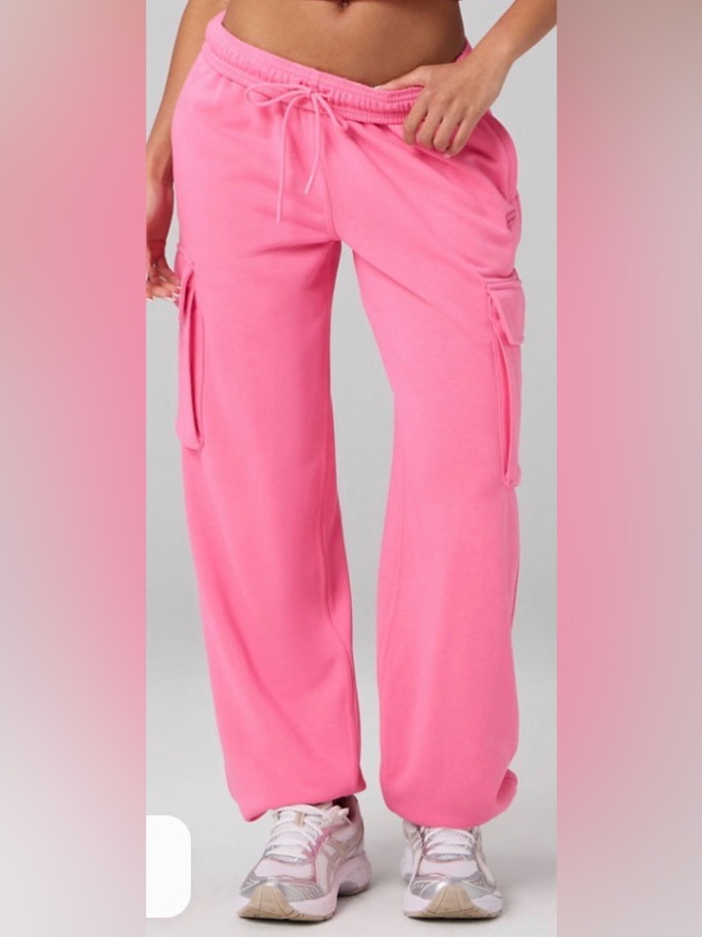 Fabletics Year Round Terry Cargo Sweatpants for Women - Pink - NWT - Size L